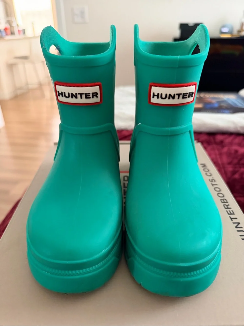 Hunter Little Kids Georgey Medium Green Waterproof Rain Boots